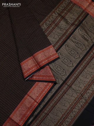 Black & Maroon Kanchi Cotton - Laksha Deepam