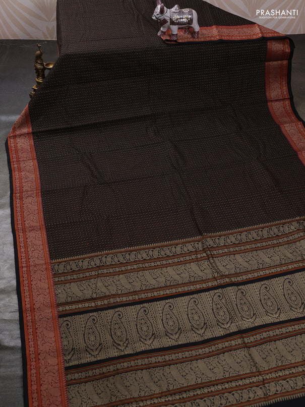 Black & Maroon Kanchi Cotton - Laksha Deepam