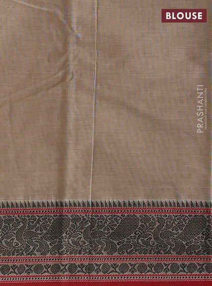 Beige & Red Kanchi Cotton - Laksha Deepam