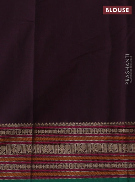 Coffee Brown & Green Kanchi Cotton - Buttas
