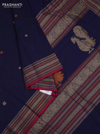 Navy Blue & Pink Kanchi Cotton - Buttas
