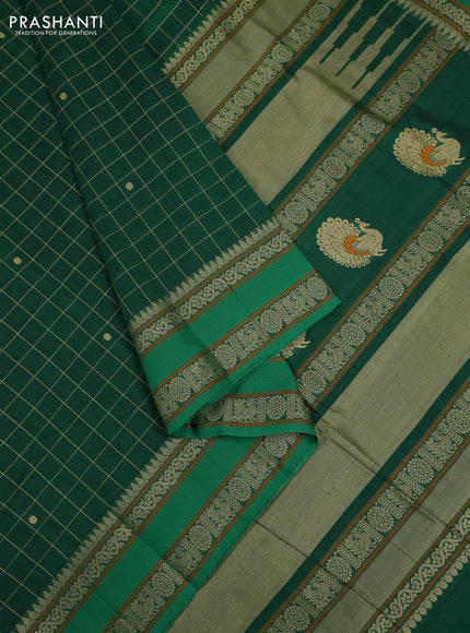Green Kanchi Cotton - Checks