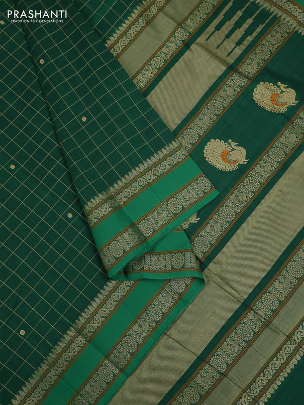 Green Kanchi Cotton - Checks