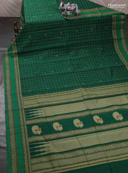 Green Kanchi Cotton - Checks