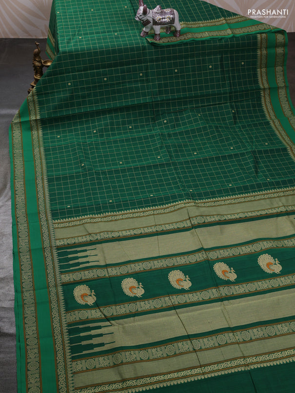Green Kanchi Cotton - Checks