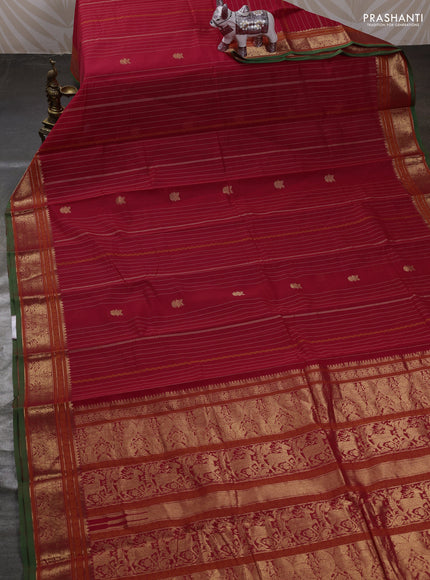 Red & Green Kanchi Cotton - Buttas