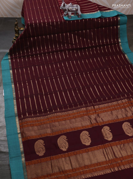 Maroon & Teal Kanchi Cotton Saree