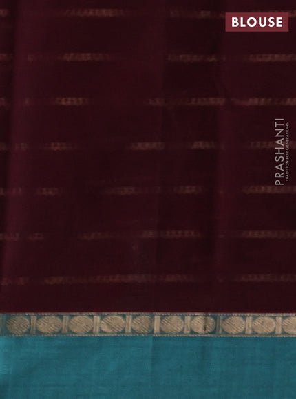Maroon & Teal Kanchi Cotton Saree