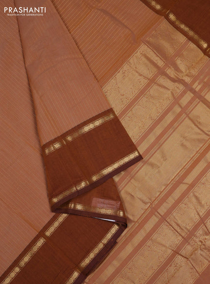 Sandal & Mustard Yellow Kanchi Cotton Saree