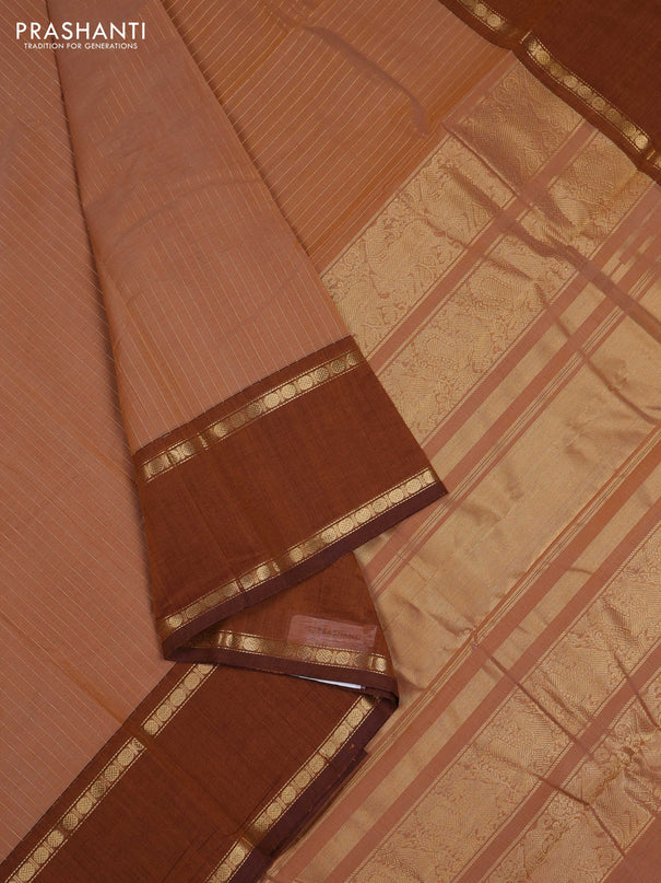 Sandal & Mustard Yellow Kanchi Cotton Saree
