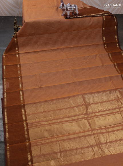 Sandal & Mustard Yellow Kanchi Cotton Saree