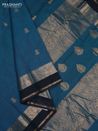 Cs Blue & Peacock Blue Kanchi Cotton - Buttas