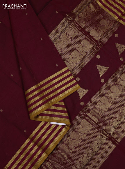 Maroon & Mustard Yellow Kanchi Cotton - Buttas
