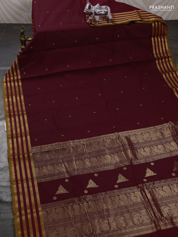 Maroon & Mustard Yellow Kanchi Cotton - Buttas