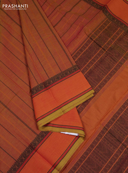 Sunset Orange Kanchi Cotton Saree