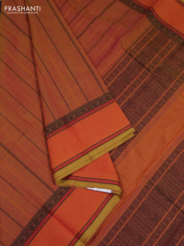 Sunset Orange Kanchi Cotton Saree
