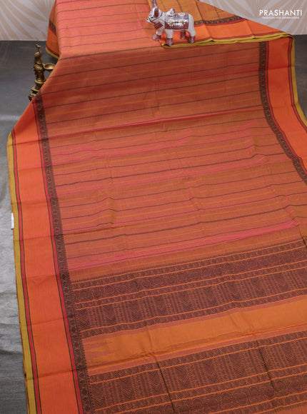 Sunset Orange Kanchi Cotton Saree