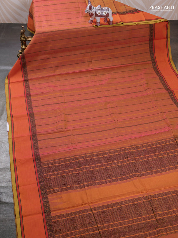 Sunset Orange Kanchi Cotton Saree