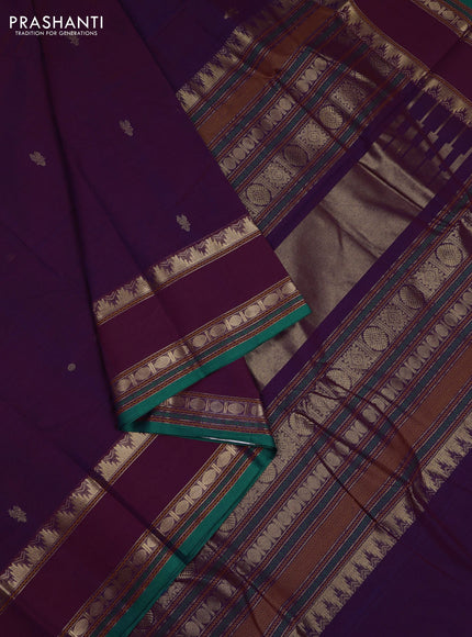 Purple & Green Kanchi Cotton - Buttas