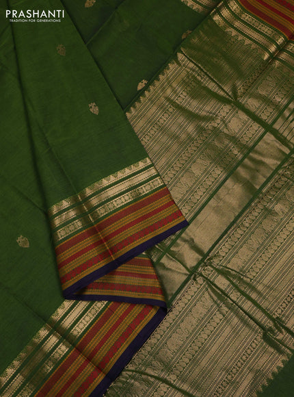 Green & Navy Blue Kanchi Cotton - Buttas