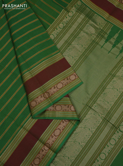 Green & Maroon Kanchi Cotton Saree
