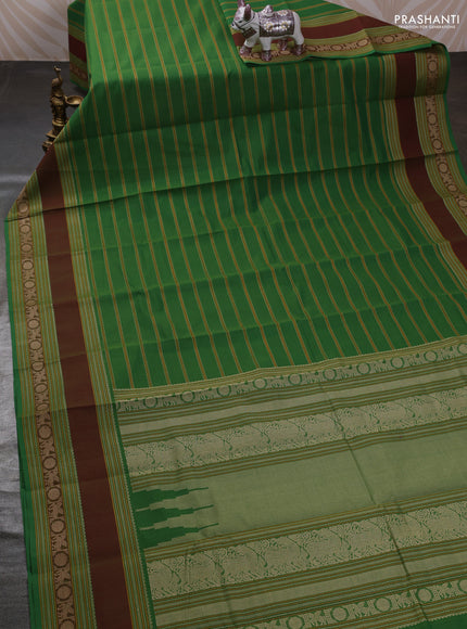 Green & Maroon Kanchi Cotton Saree