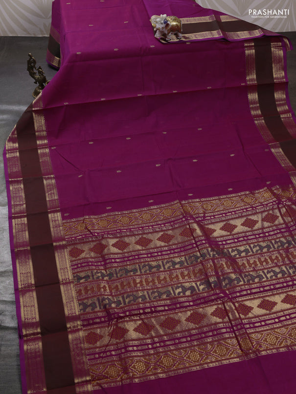 Magenta Pink & Maroon Kanchi Cotton - Buttas