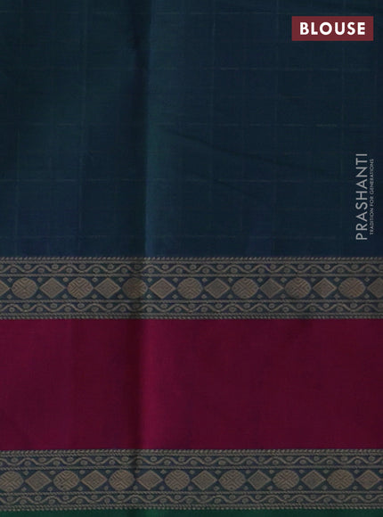 Peacock Blue & Magenta Pink Kanchi Cotton - Checks
