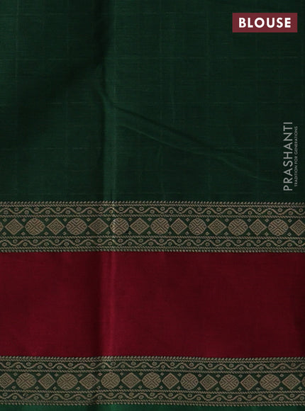 Green & Maroon Kanchi Cotton - Checks