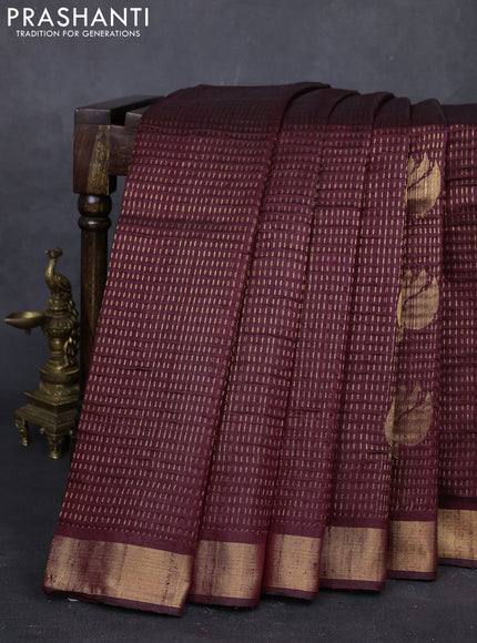Maroon Pure Dupion Silk Saree