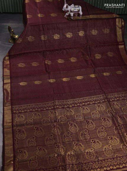 Maroon Pure Dupion Silk Saree