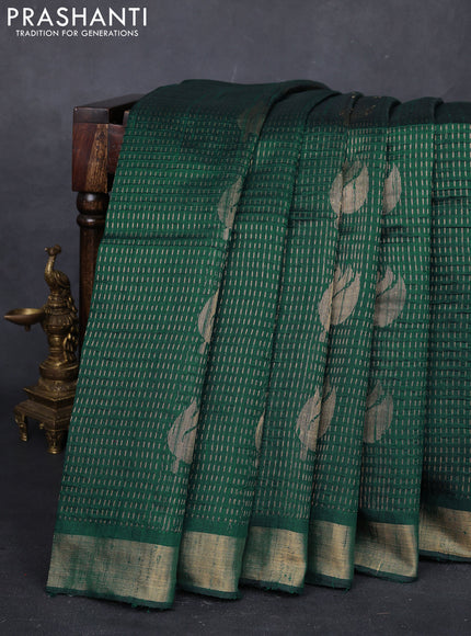 Green Pure Dupion Silk Saree