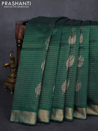 Green Pure Dupion Silk Saree