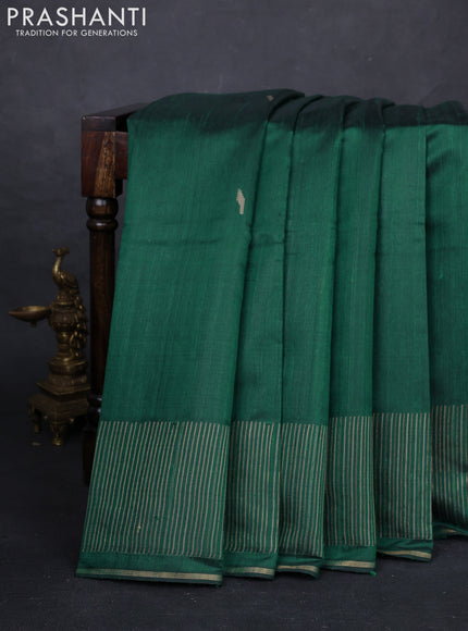 Peacock Green Pure Dupion Silk Saree