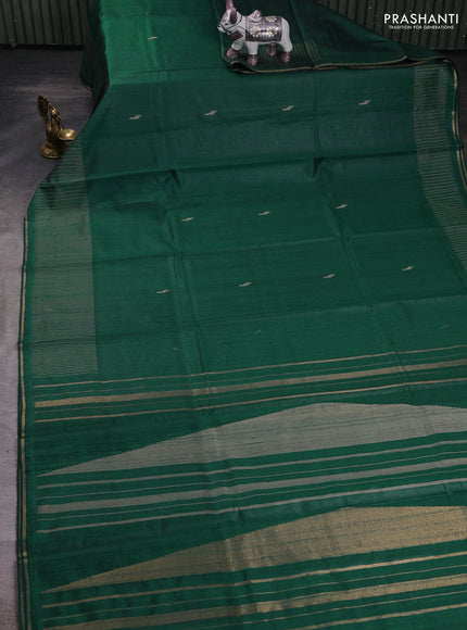 Peacock Green Pure Dupion Silk Saree