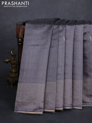 Grey Pure Dupion Silk Saree