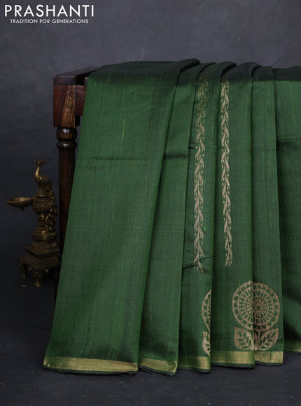 Sap Green Pure Dupion Silk Saree