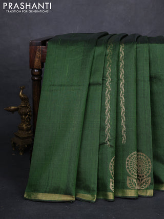 Sap Green Pure Dupion Silk Saree