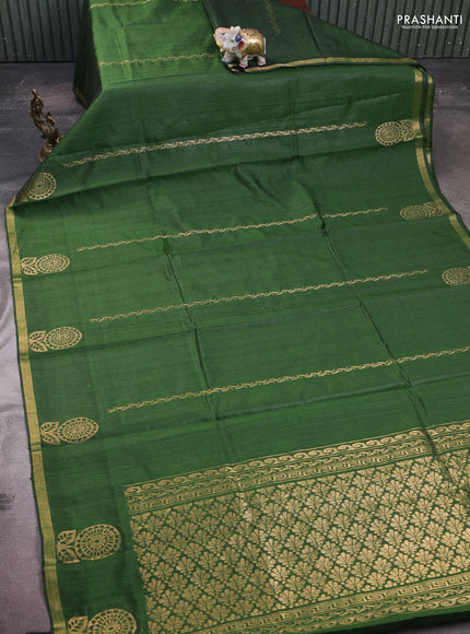 Sap Green Pure Dupion Silk Saree