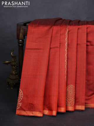 Orange Pure Dupion Silk Saree