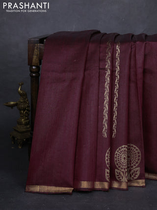 Maroon Pure Dupion Silk Saree
