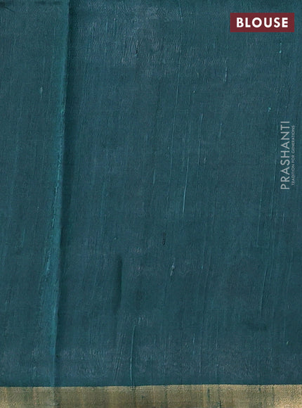 Peacock Green Pure Dupion Silk Saree