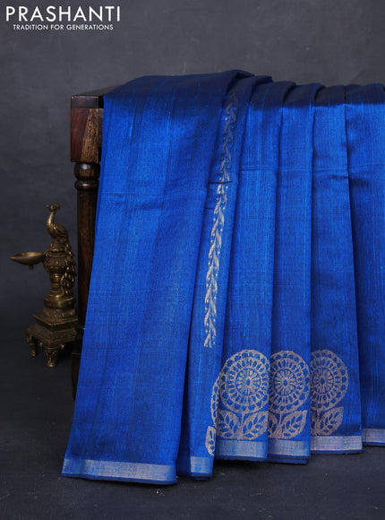 Cs Blue Pure Dupion Silk Saree