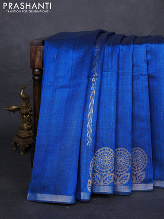 Cs Blue Pure Dupion Silk Saree