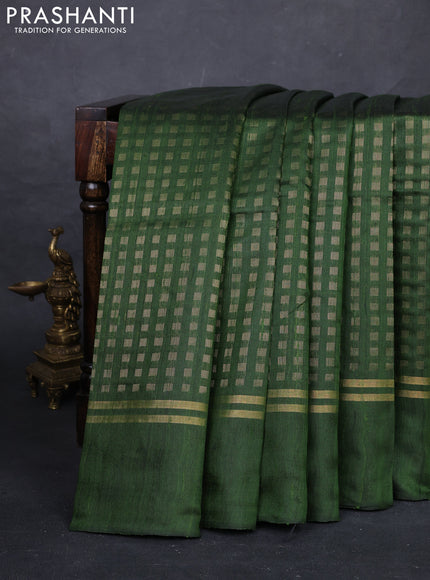 Sap Green Pure Dupion Silk Saree