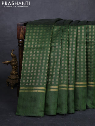 Sap Green Pure Dupion Silk Saree