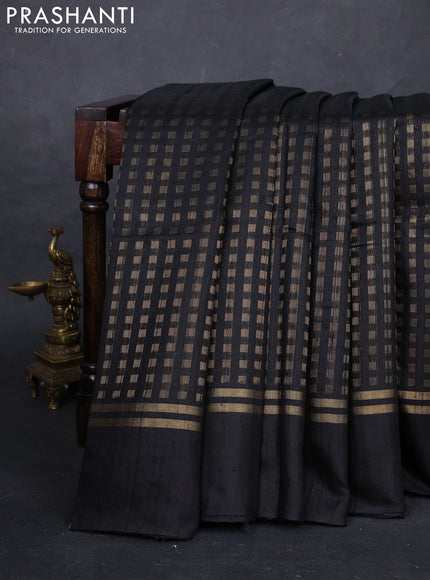 Black Pure Dupion Silk Saree