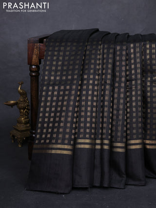 Black Pure Dupion Silk Saree