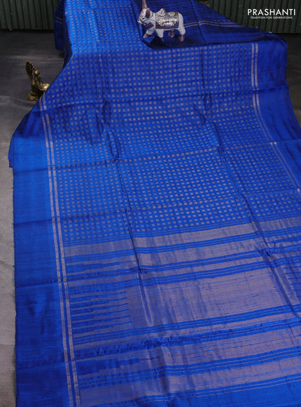 Cs Blue Pure Dupion Silk Saree