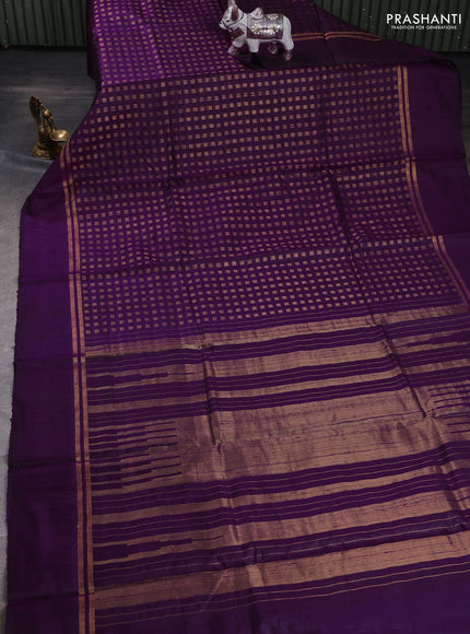 Purple Pure Dupion Silk Saree